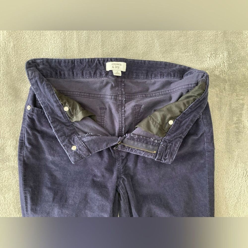 Crown & Ivy Skinny Corduroy Pants Womens 4 Blue Ankle Preppy Casual - Picture 5 of 11